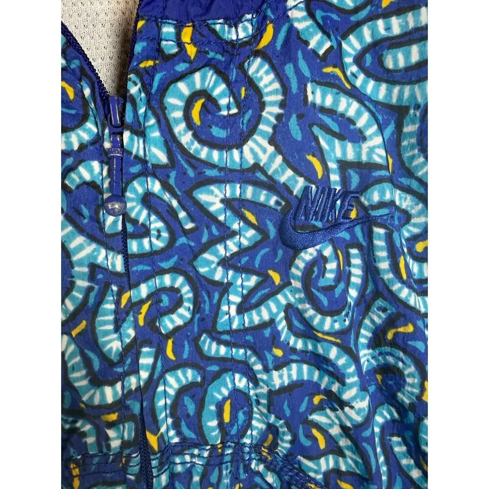 Vintage 90s Nike Abstract Print Windbreaker Blue Large Full Zip Oversized
